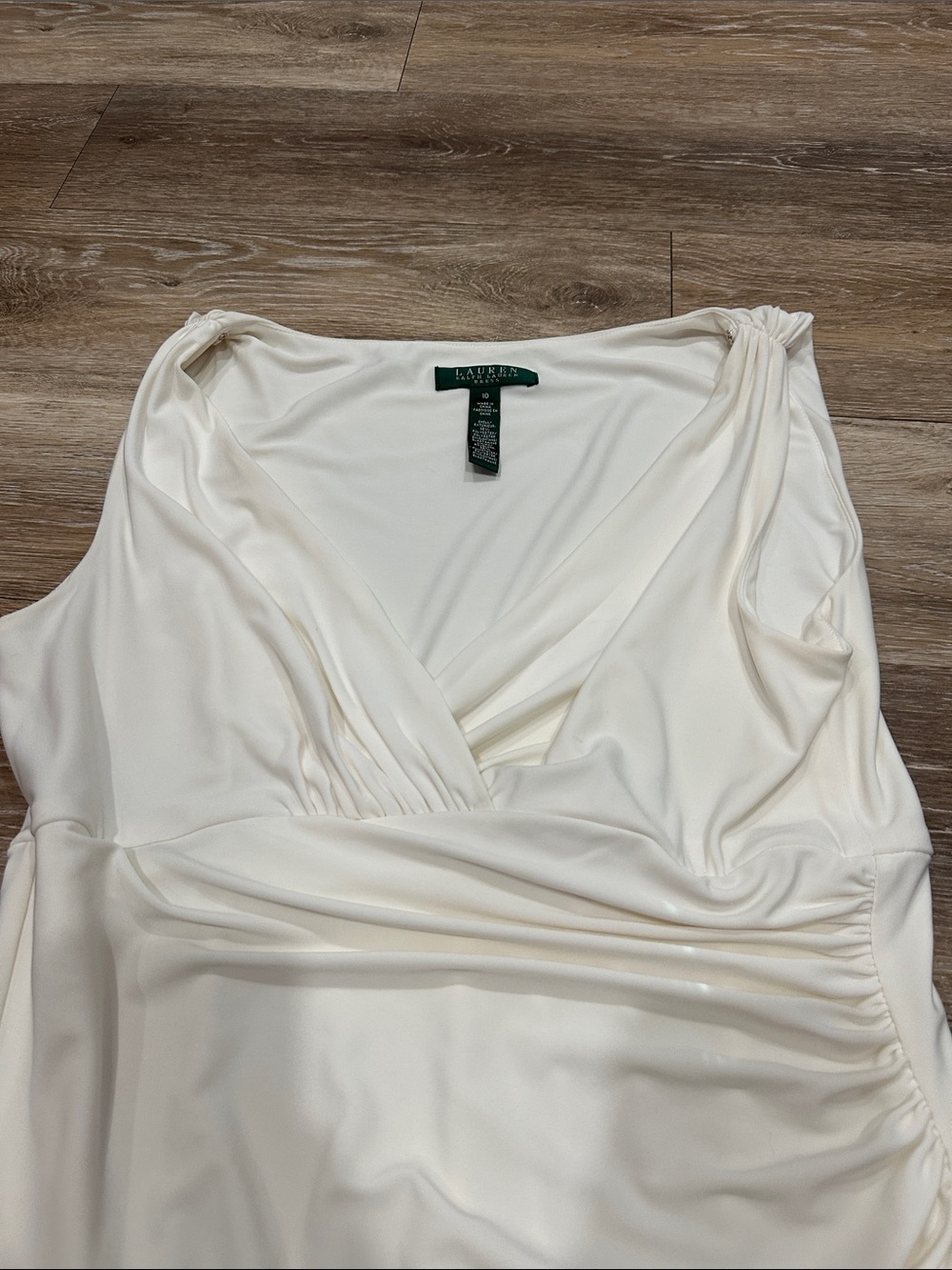 Ralph Lauren Cream Faux-Wrap Sleeveless Midi Dress - Picture 4 of 10